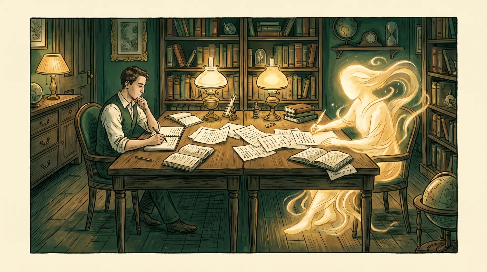 Claude working alongside an author